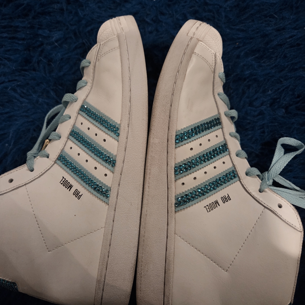Adidas Custom Pro Model White Sneakers with Crystals